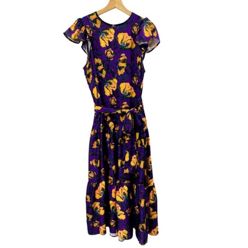 Delfi‎ purple floral satin maxi dress